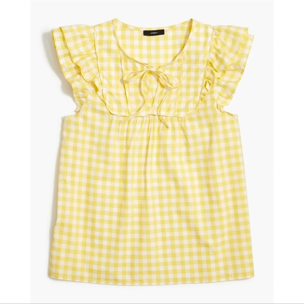 J.CREW Flutter Gingham Blouse In Yellow